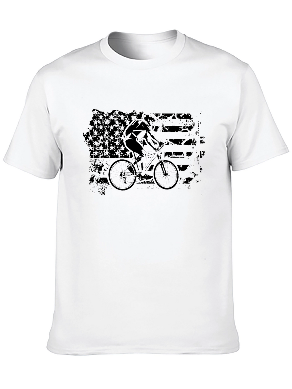 American Flag Biker Graphic Tee - Black