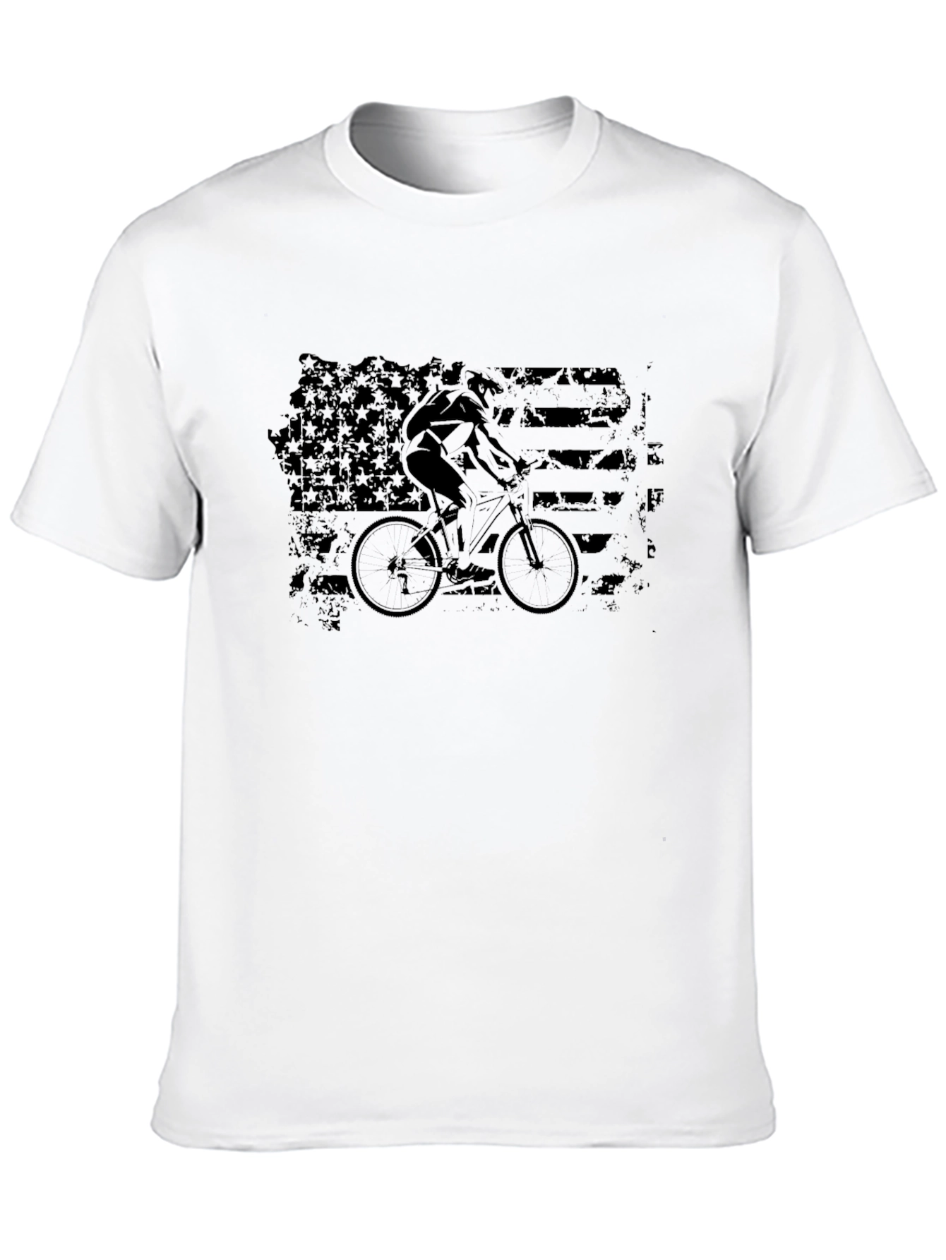 American Flag Biker Graphic Tee - Black
