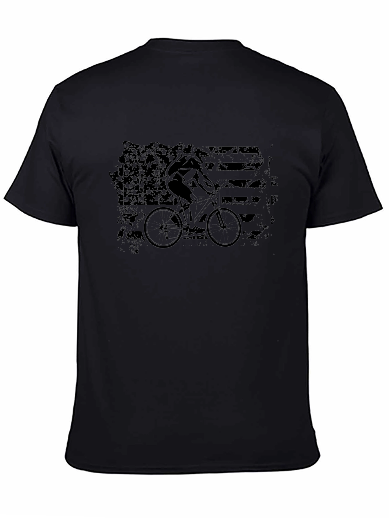 American Flag Biker Graphic Tee - Black