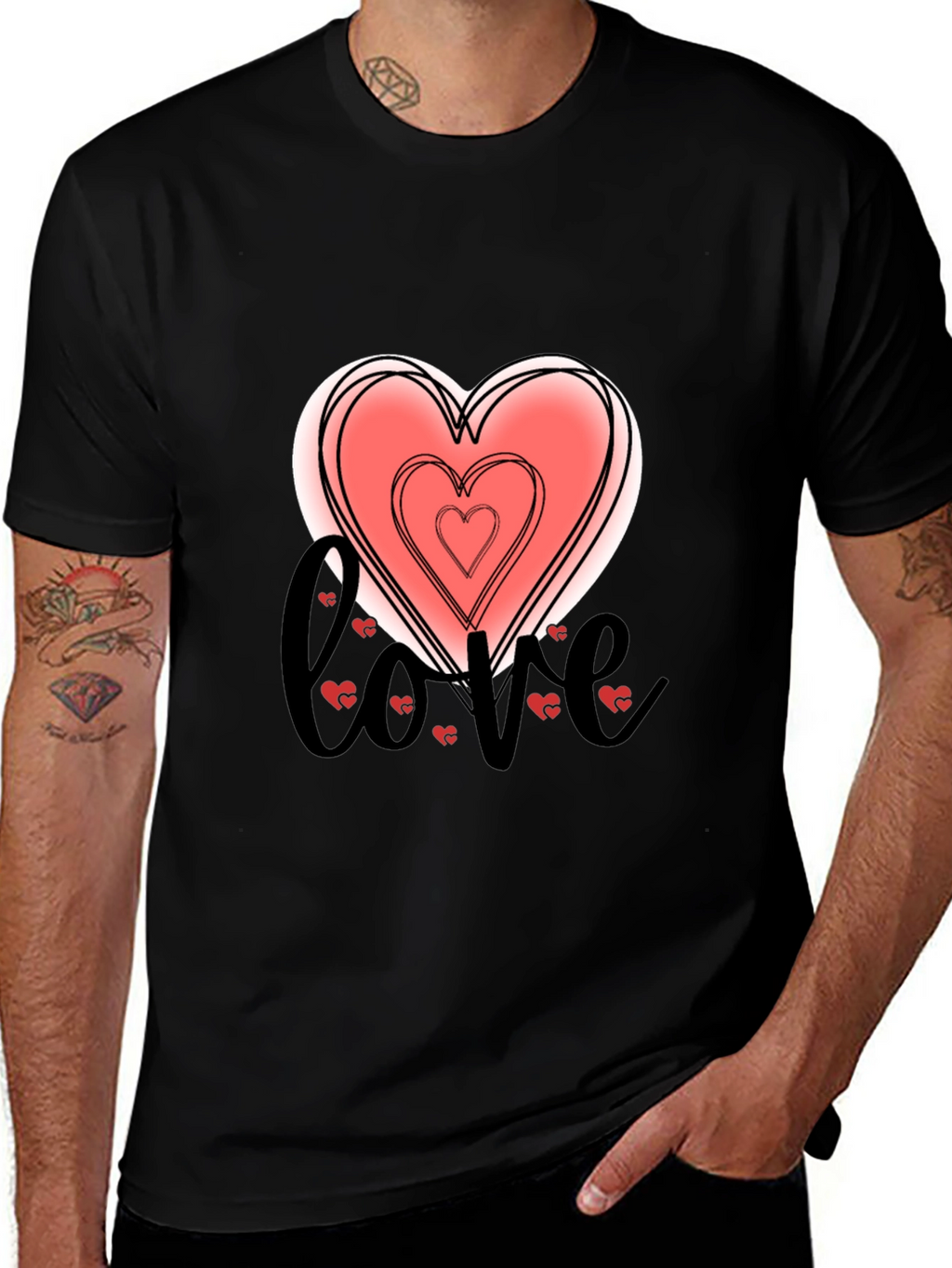 Love Heart Graphic Tee - Stylish Black T-Shirt