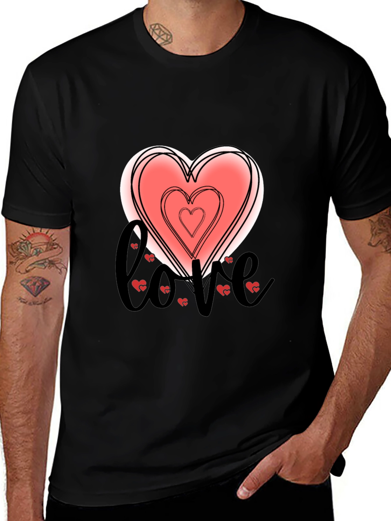 Love Heart Graphic Tee - Stylish Black T-Shirt