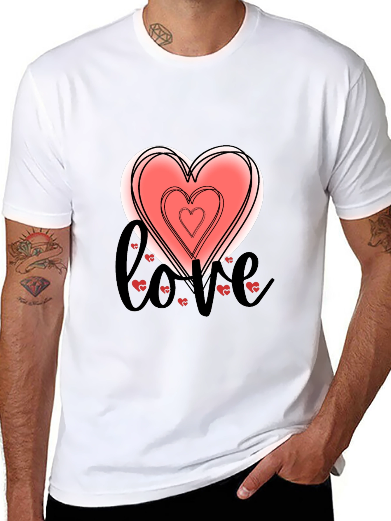 Love Heart Graphic Tee - Stylish Black T-Shirt