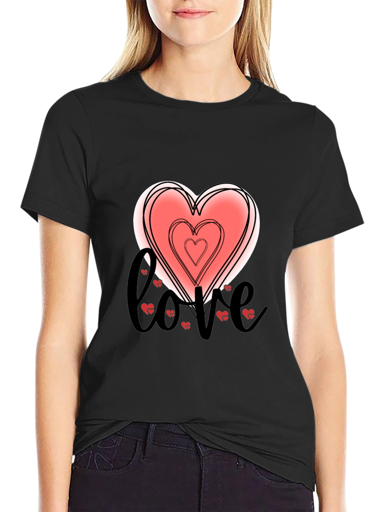 Love Heart Graphic Tee - Stylish Black T-Shirt