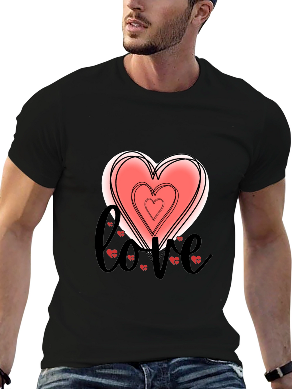 Love Heart Graphic Tee - Stylish Black T-Shirt