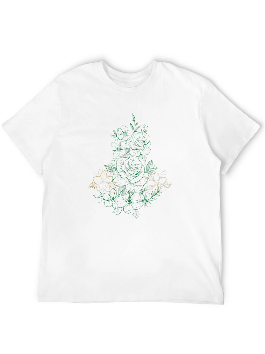 Floral Line Art Black T-Shirt