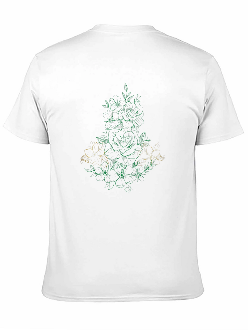 Floral Line Art Black T-Shirt