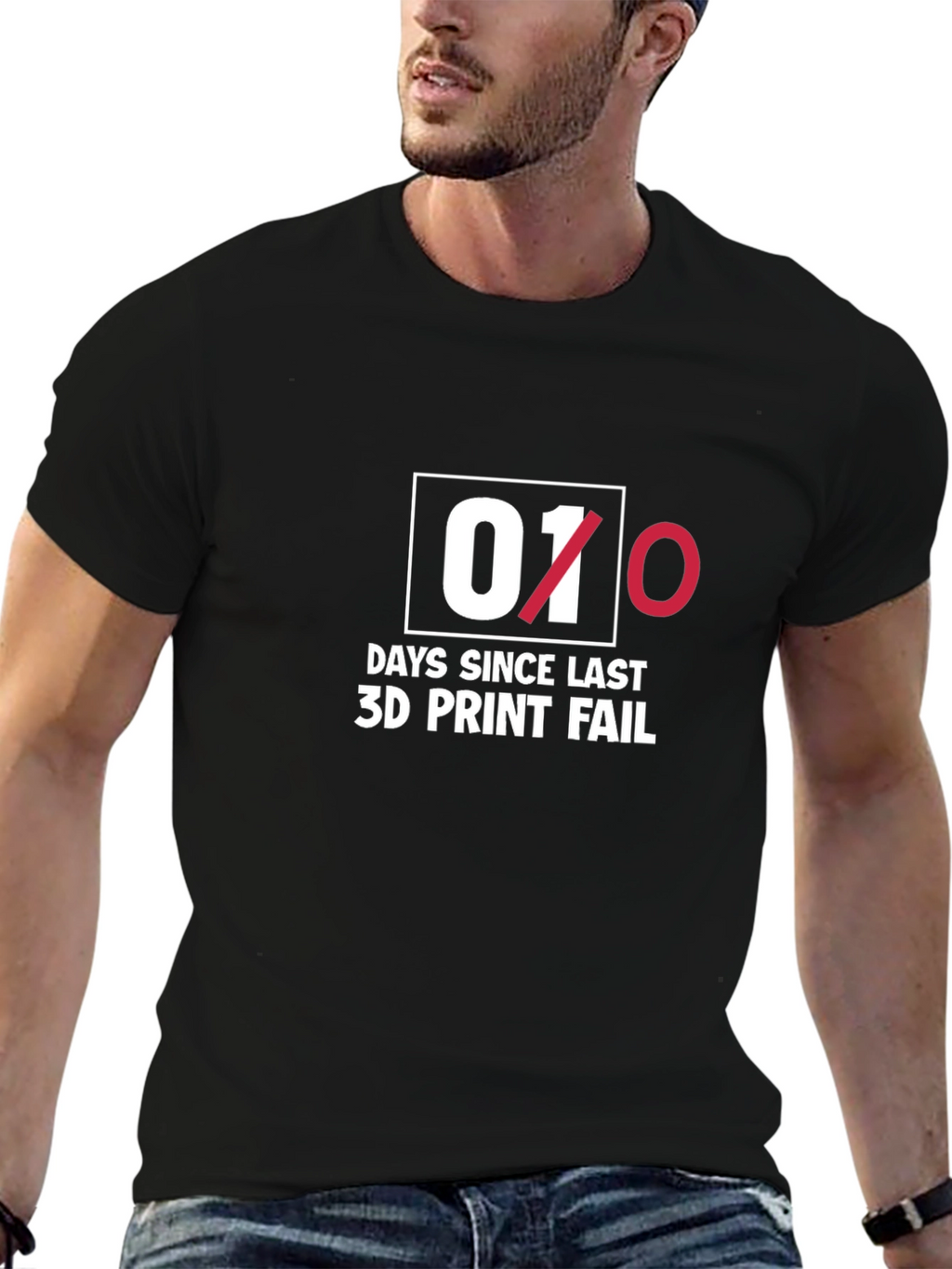 3D Print Fail T-Shirt - Black Cotton Blend