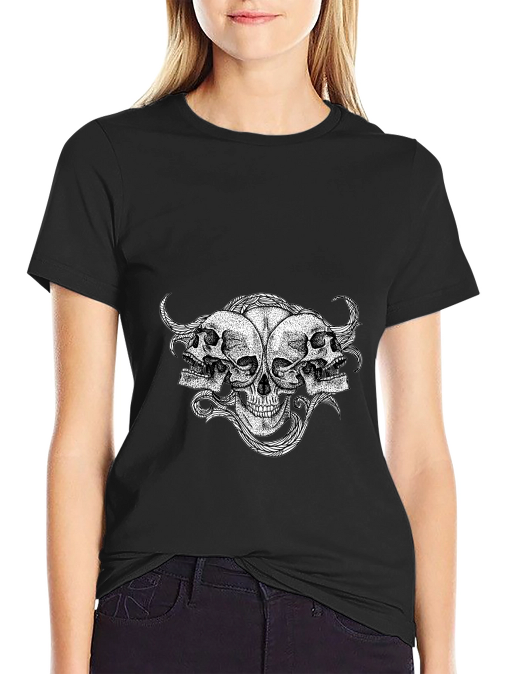 Skull Trio Graphic Tee - Mens Black T-Shirt