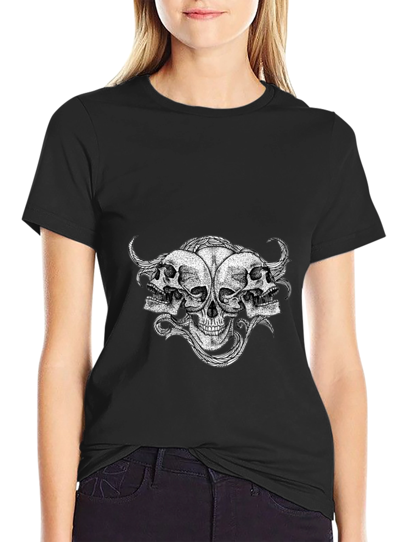 Skull Trio Graphic Tee - Mens Black T-Shirt