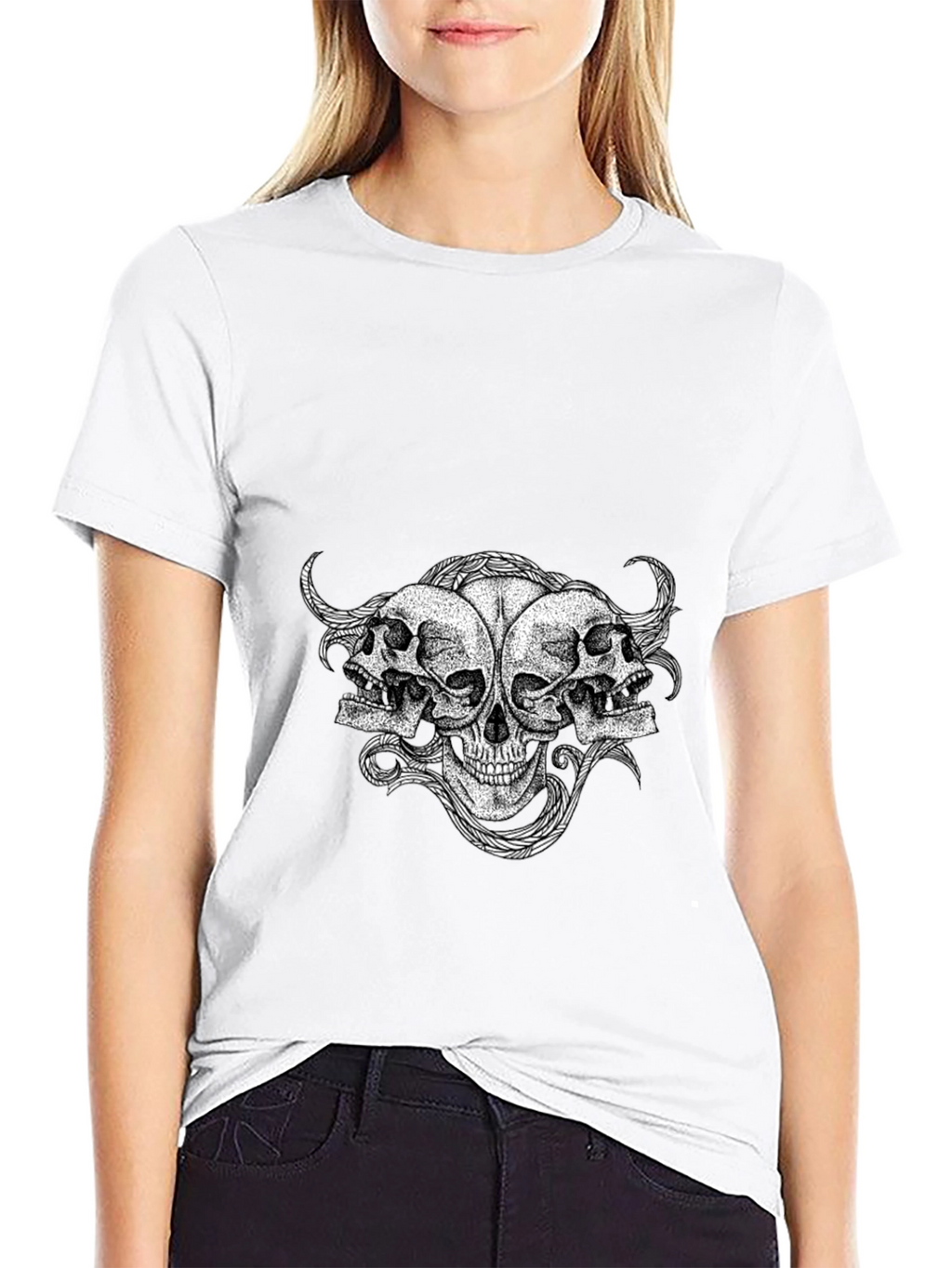Skull Trio Graphic Tee - Mens Black T-Shirt