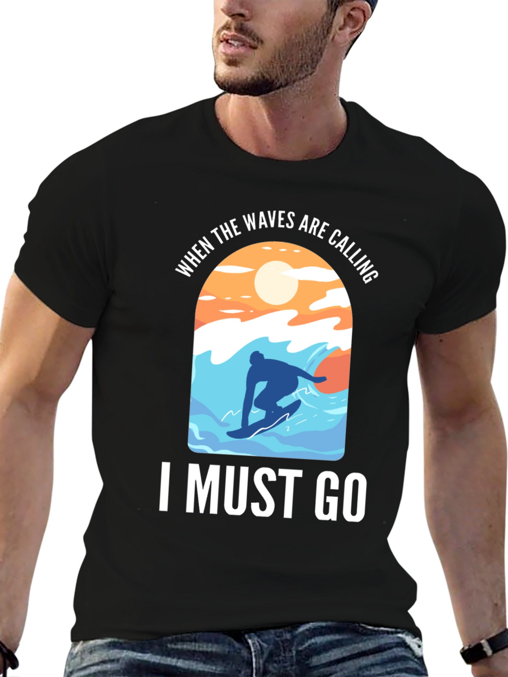 Waves Are Calling T-Shirt - Surfer Design