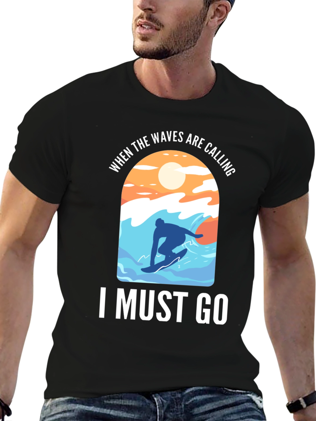 Waves Are Calling T-Shirt - Surfer Design