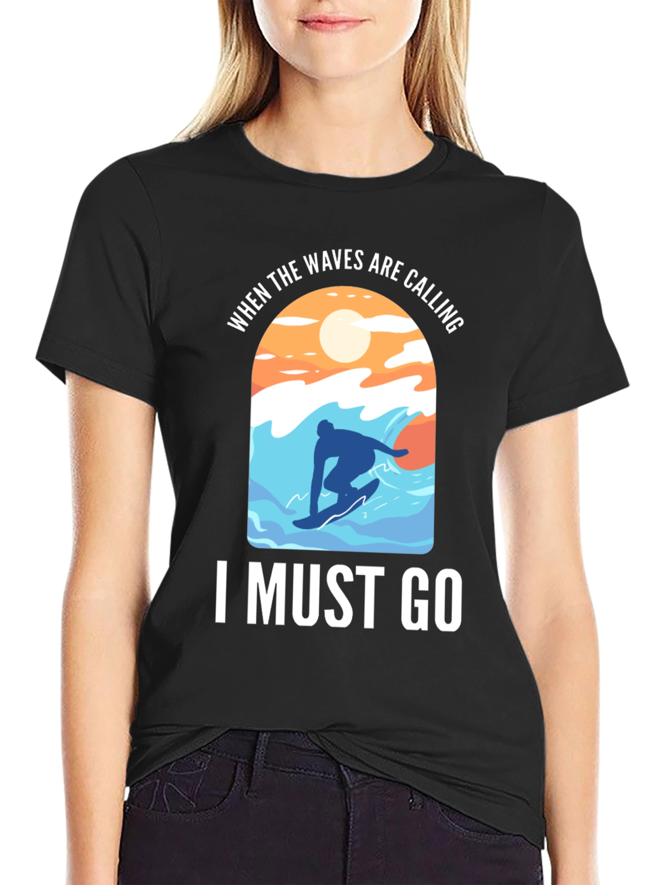 Waves Are Calling T-Shirt - Surfer Design
