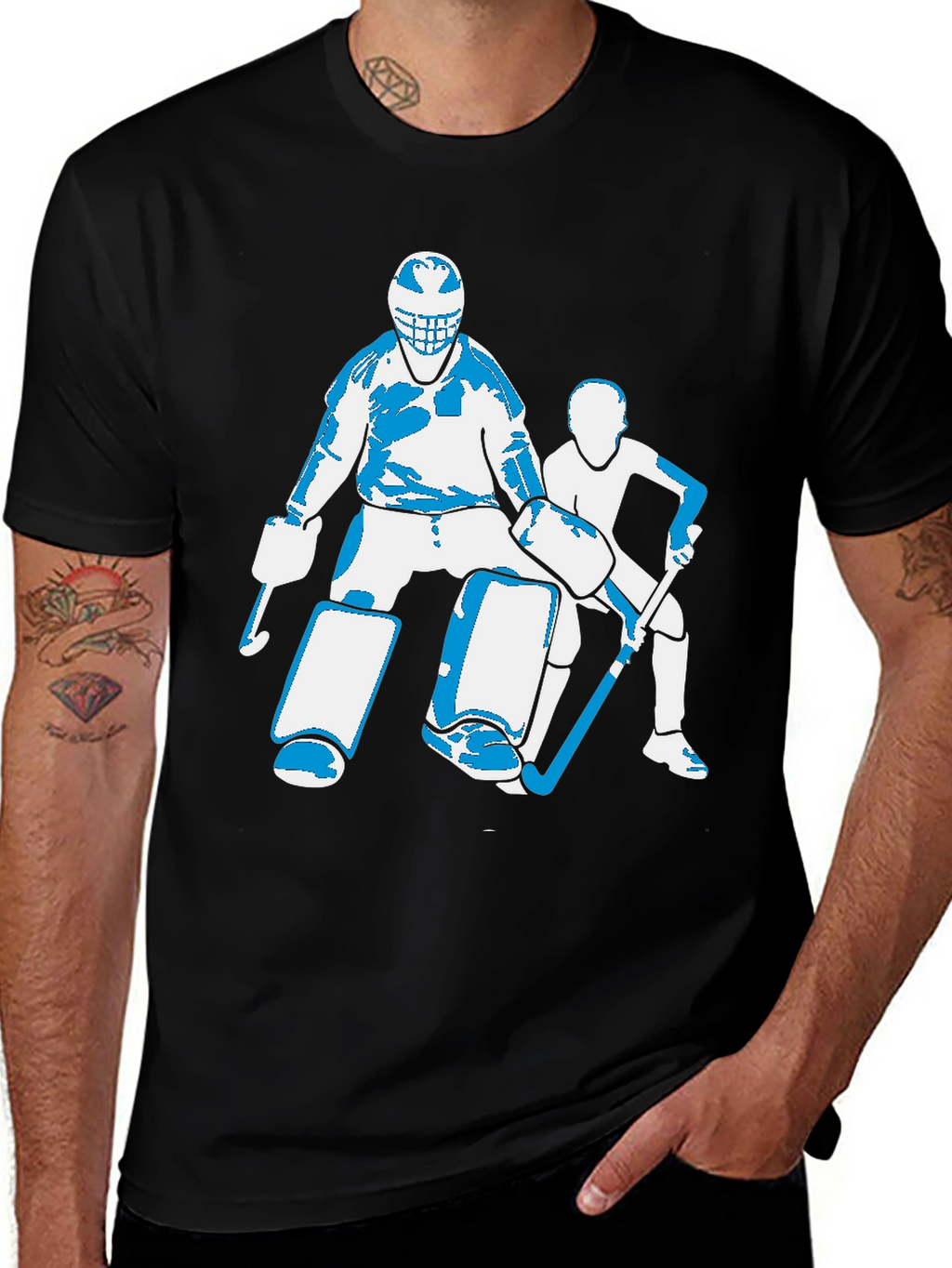Hockey Goalie Graphic T-Shirt - Black