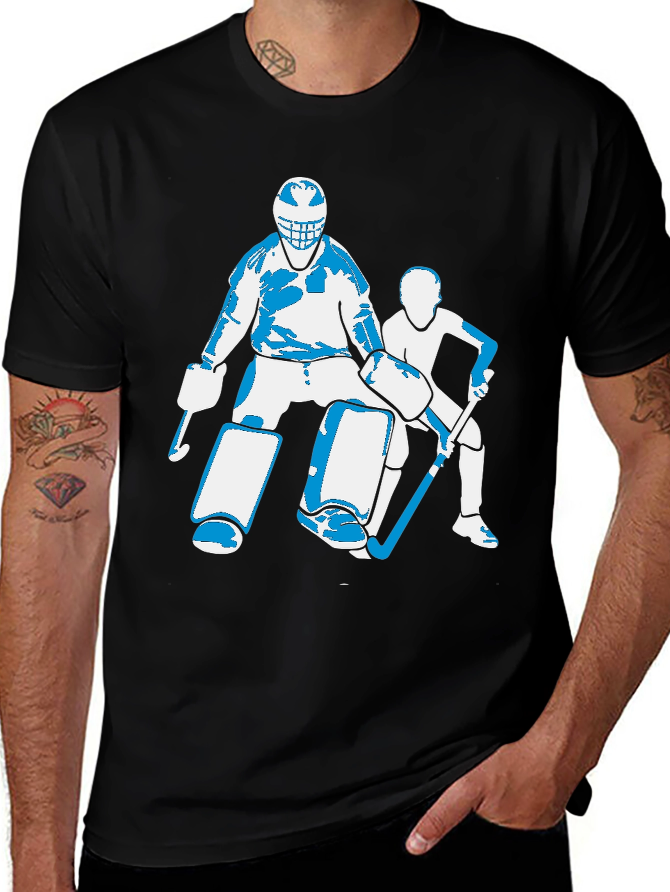 Hockey Goalie Graphic T-Shirt - Black