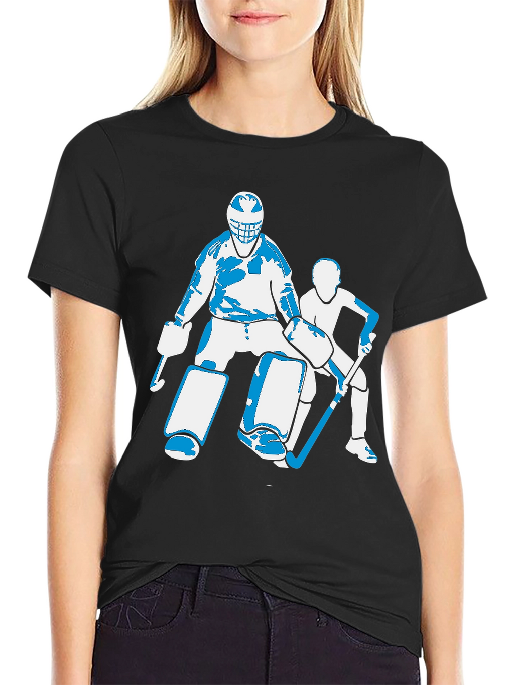 Hockey Goalie Graphic T-Shirt - Black