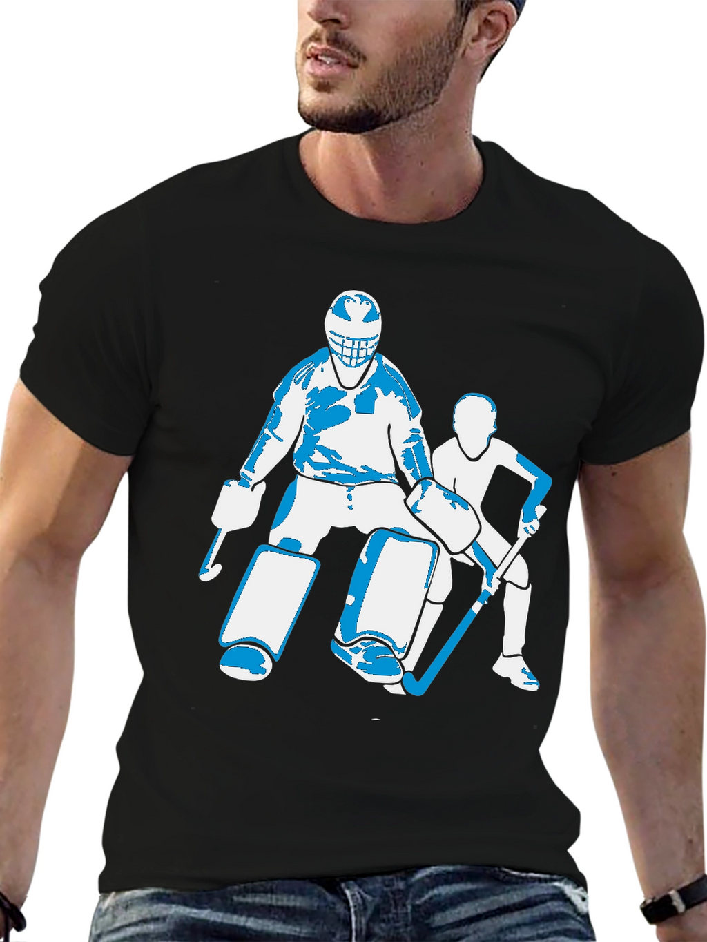 Hockey Goalie Graphic T-Shirt - Black