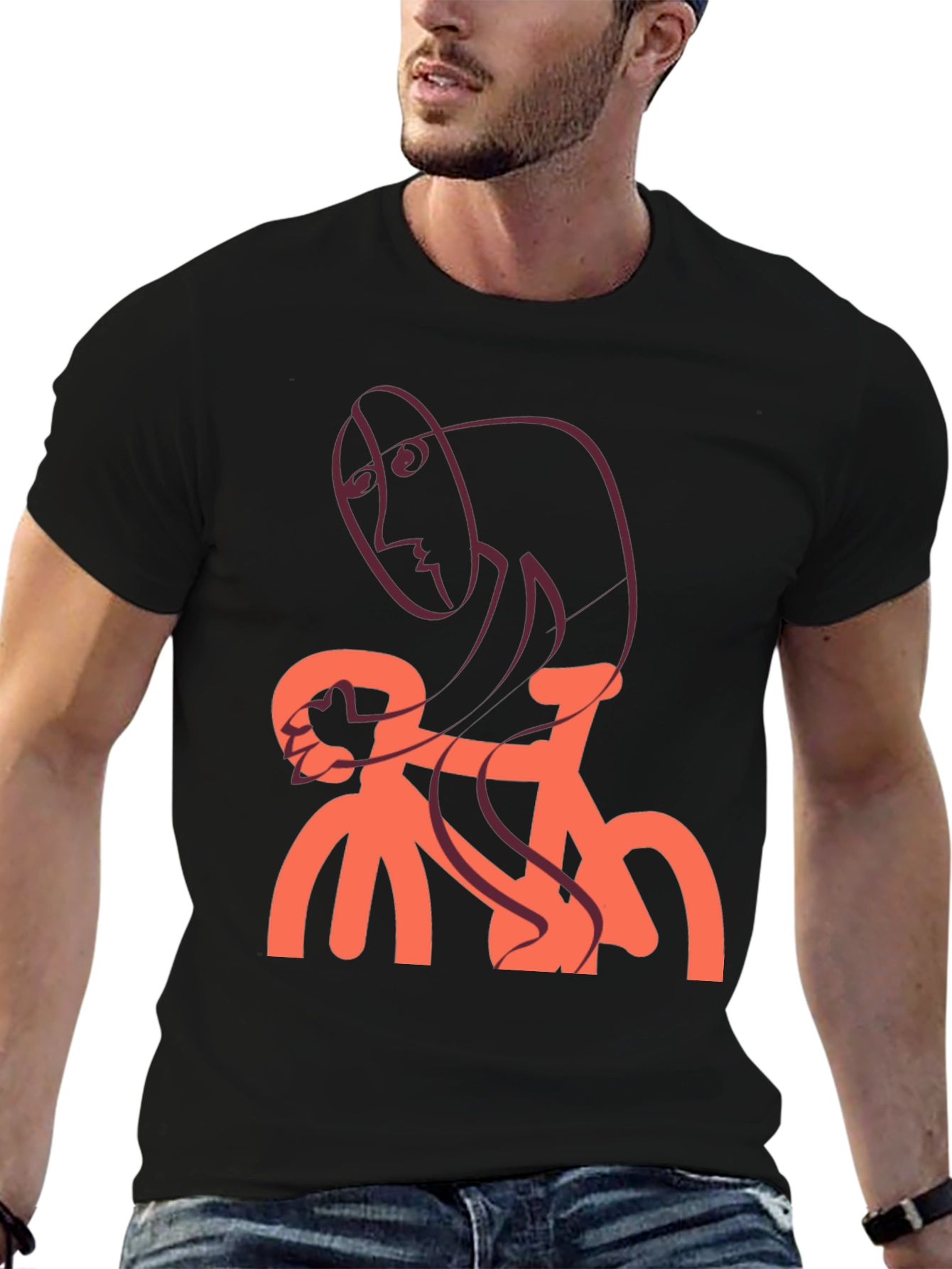Abstract Cyclist Graphic T-Shirt