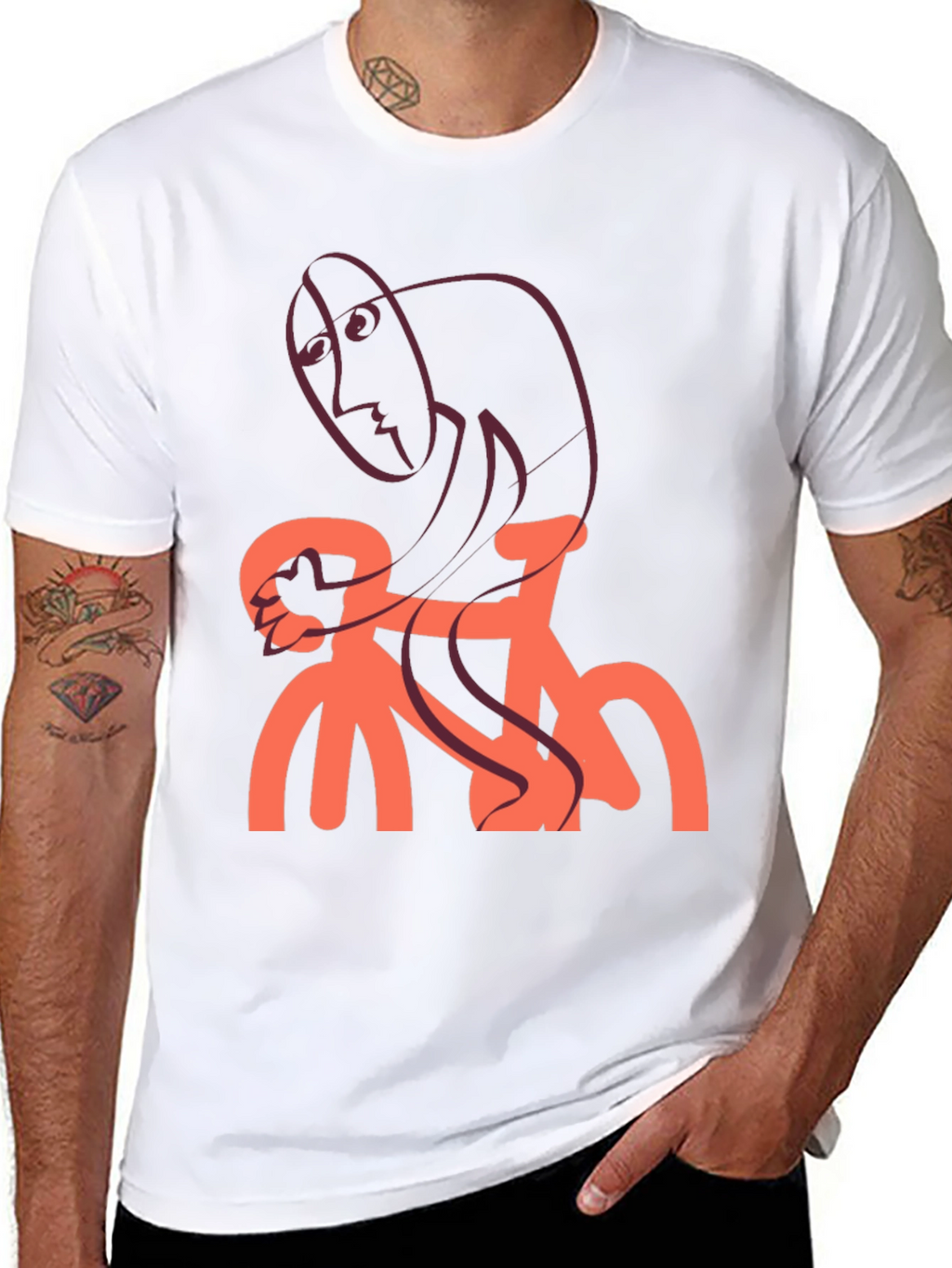 Abstract Cyclist Graphic T-Shirt