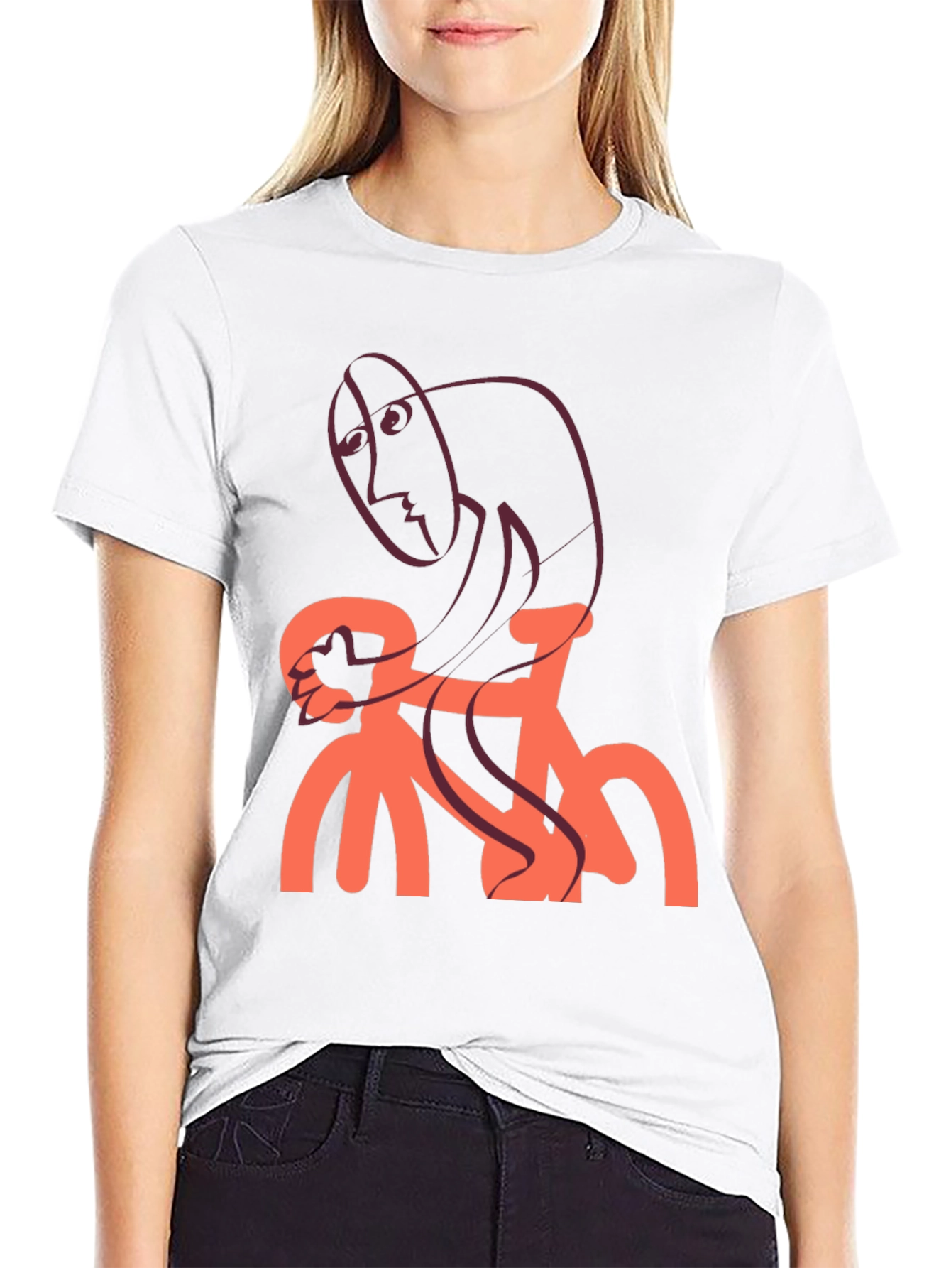 Abstract Cyclist Graphic T-Shirt