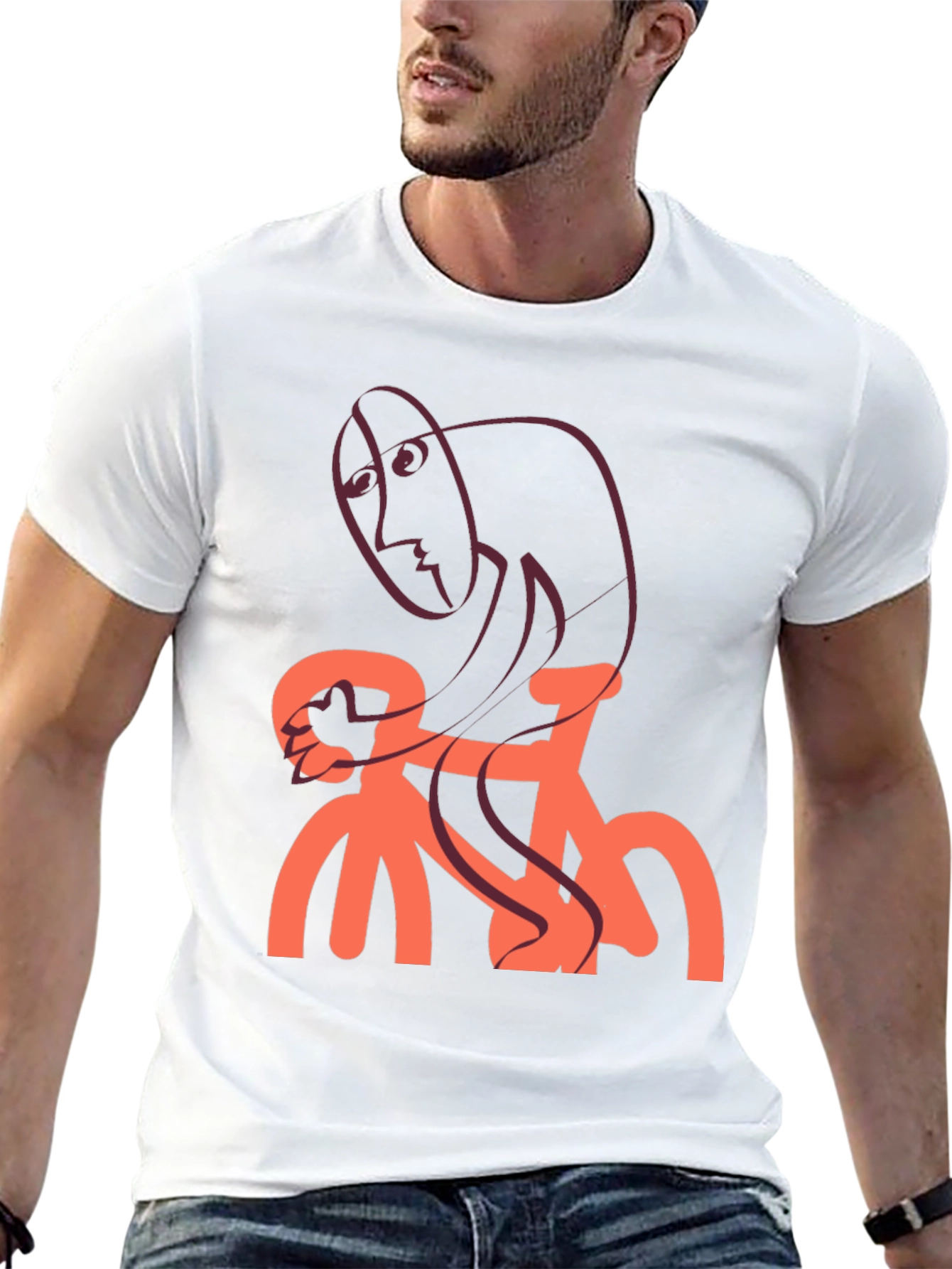 Abstract Cyclist Graphic T-Shirt