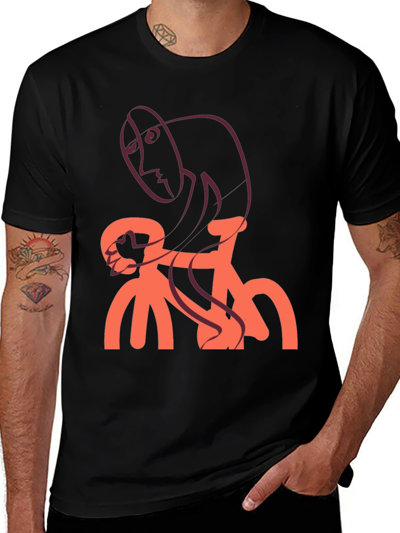 Abstract Cyclist Graphic T-Shirt