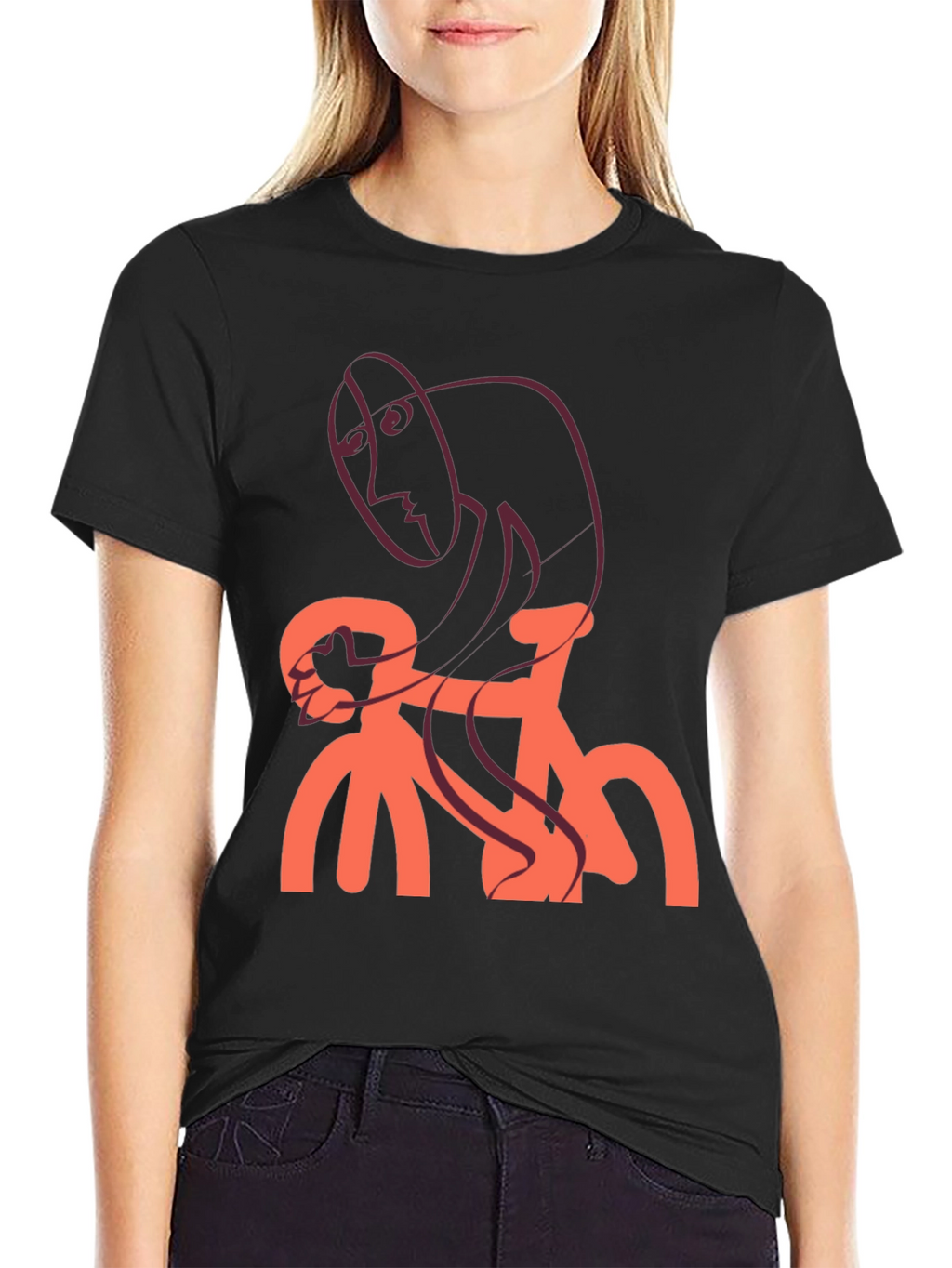 Abstract Cyclist Graphic T-Shirt