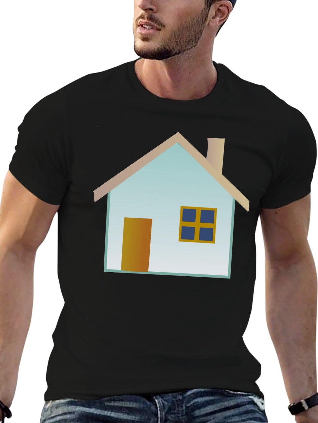 House Graphic Black T-Shirt Casual Wear