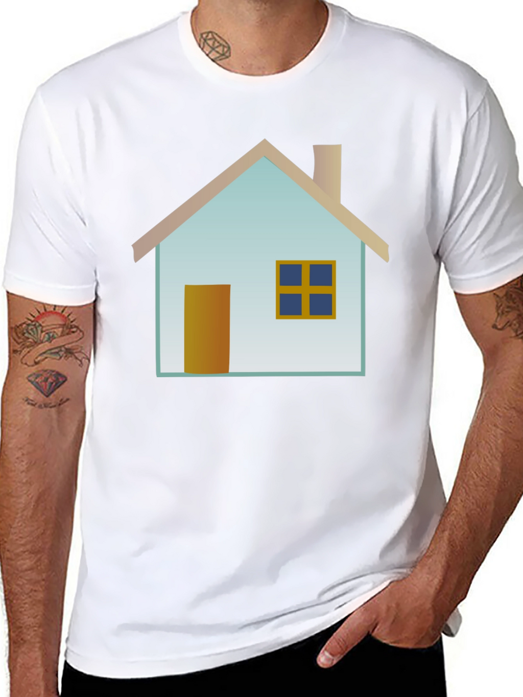 House Graphic Black T-Shirt Casual Wear