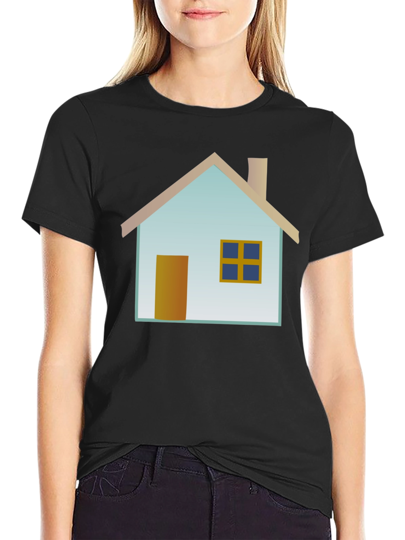 House Graphic Black T-Shirt Casual Wear
