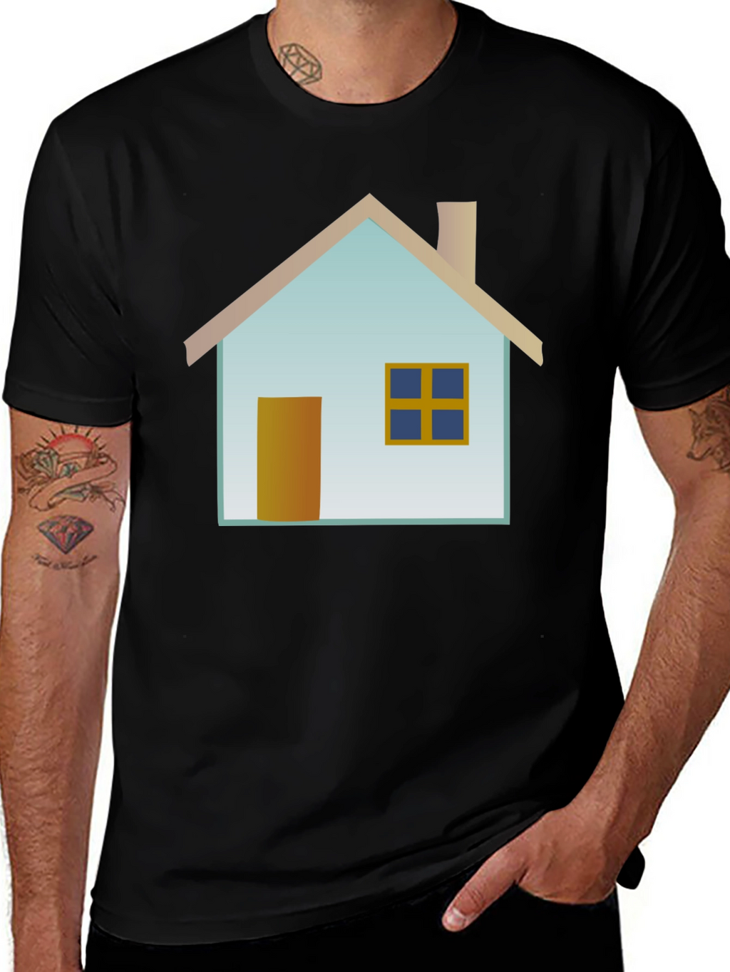 House Graphic Black T-Shirt Casual Wear
