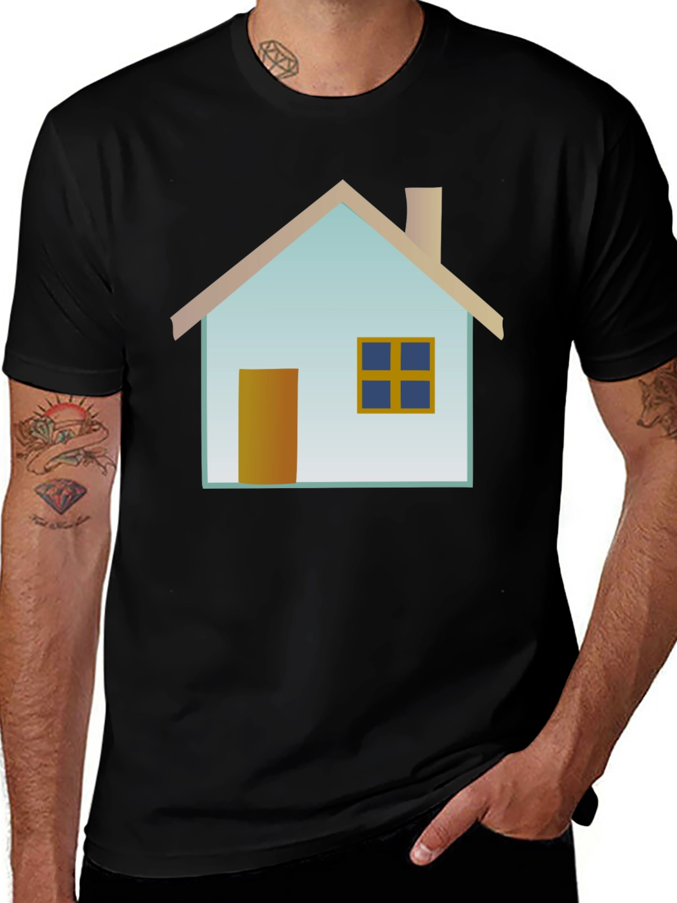House Graphic Black T-Shirt Casual Wear