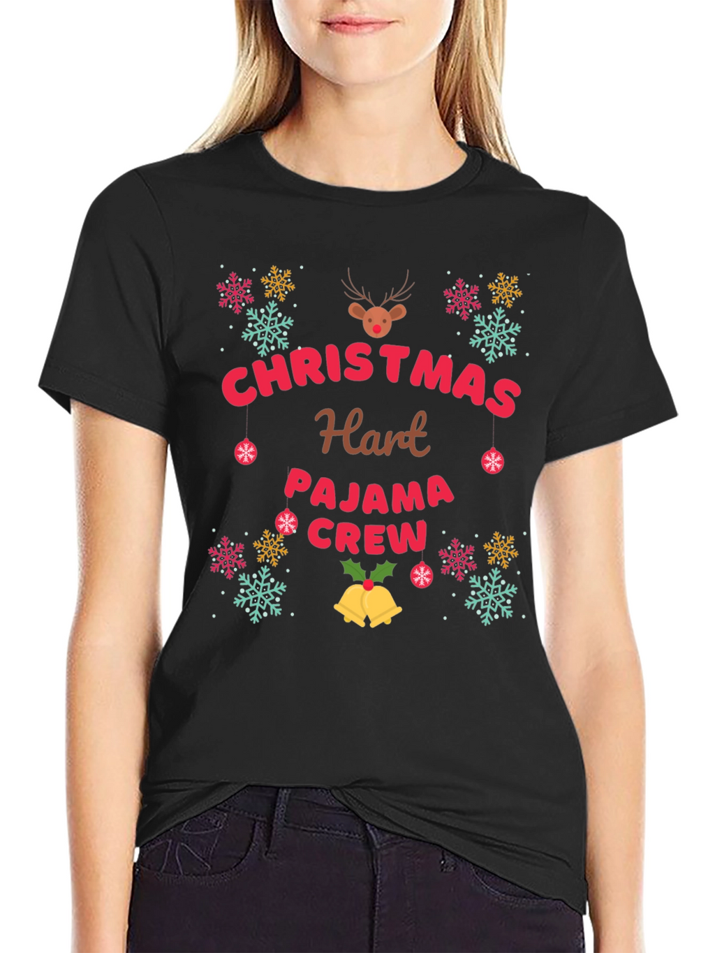 Christmas Hart Pajama Crew T-Shirt