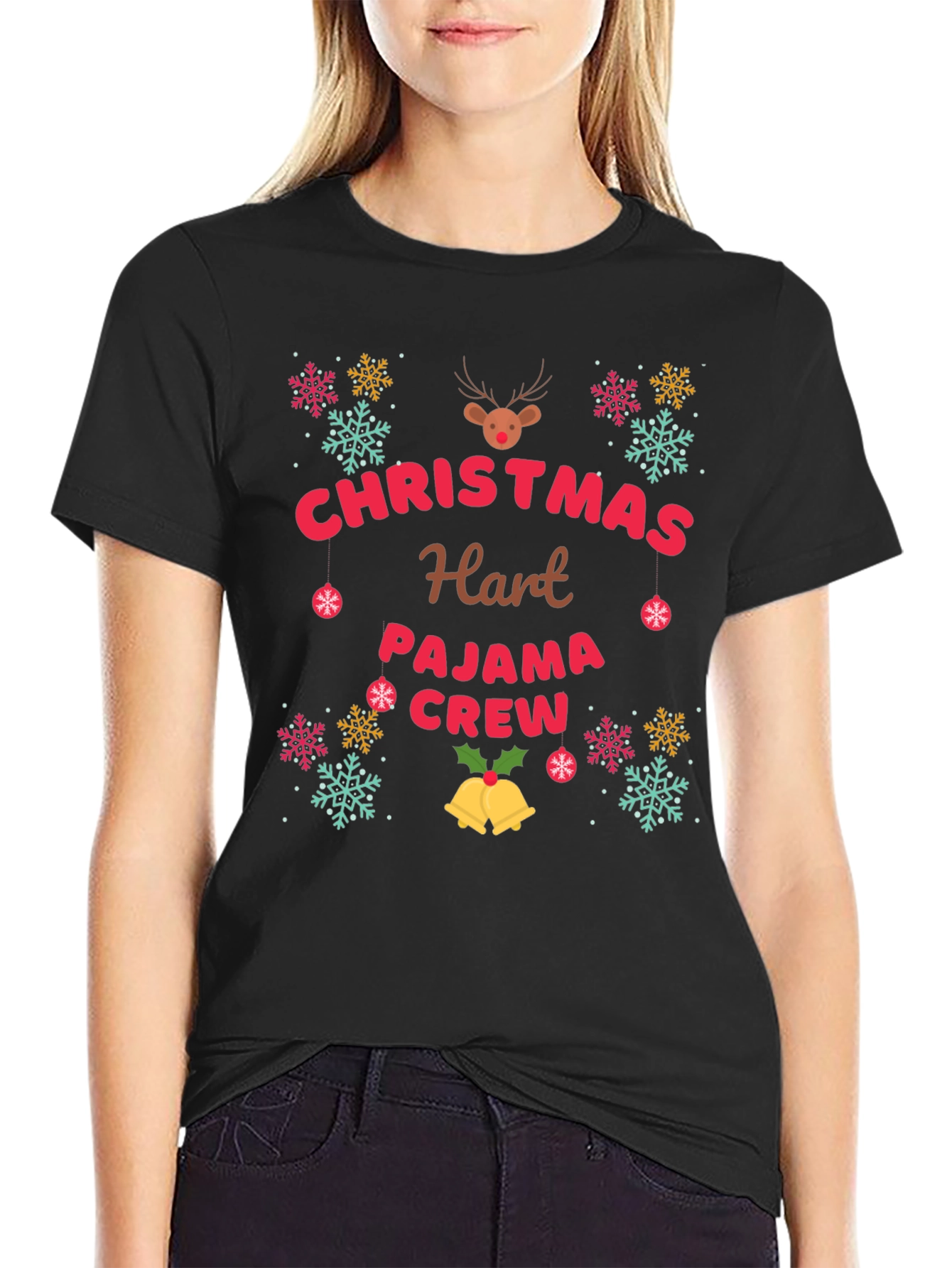 Christmas Hart Pajama Crew T-Shirt