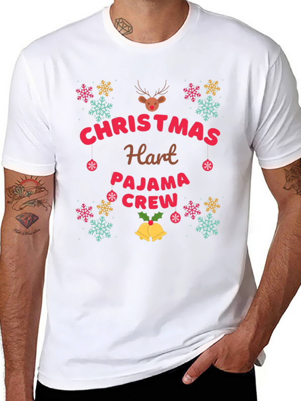 Christmas Hart Pajama Crew T-Shirt