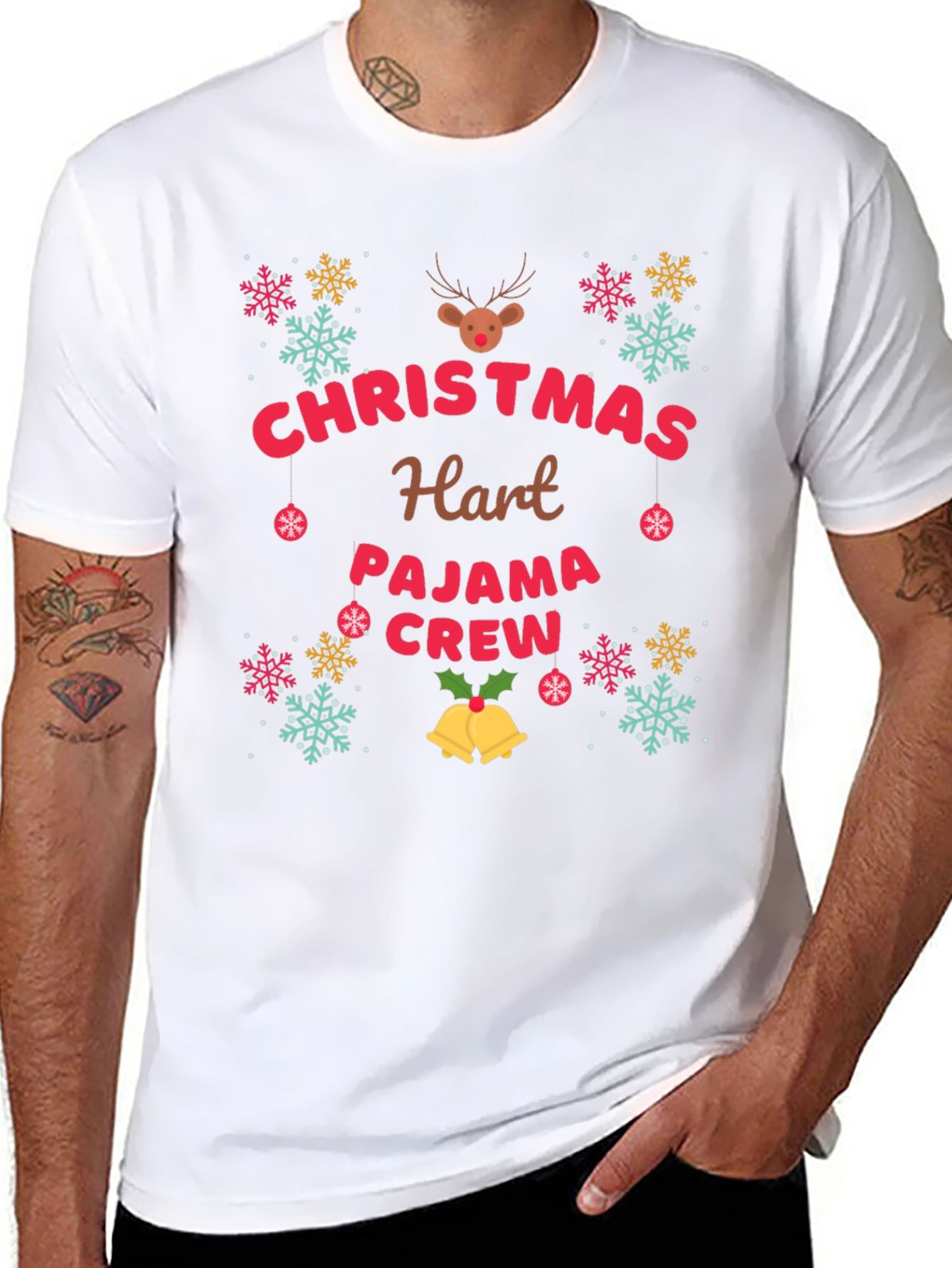 Christmas Hart Pajama Crew T-Shirt