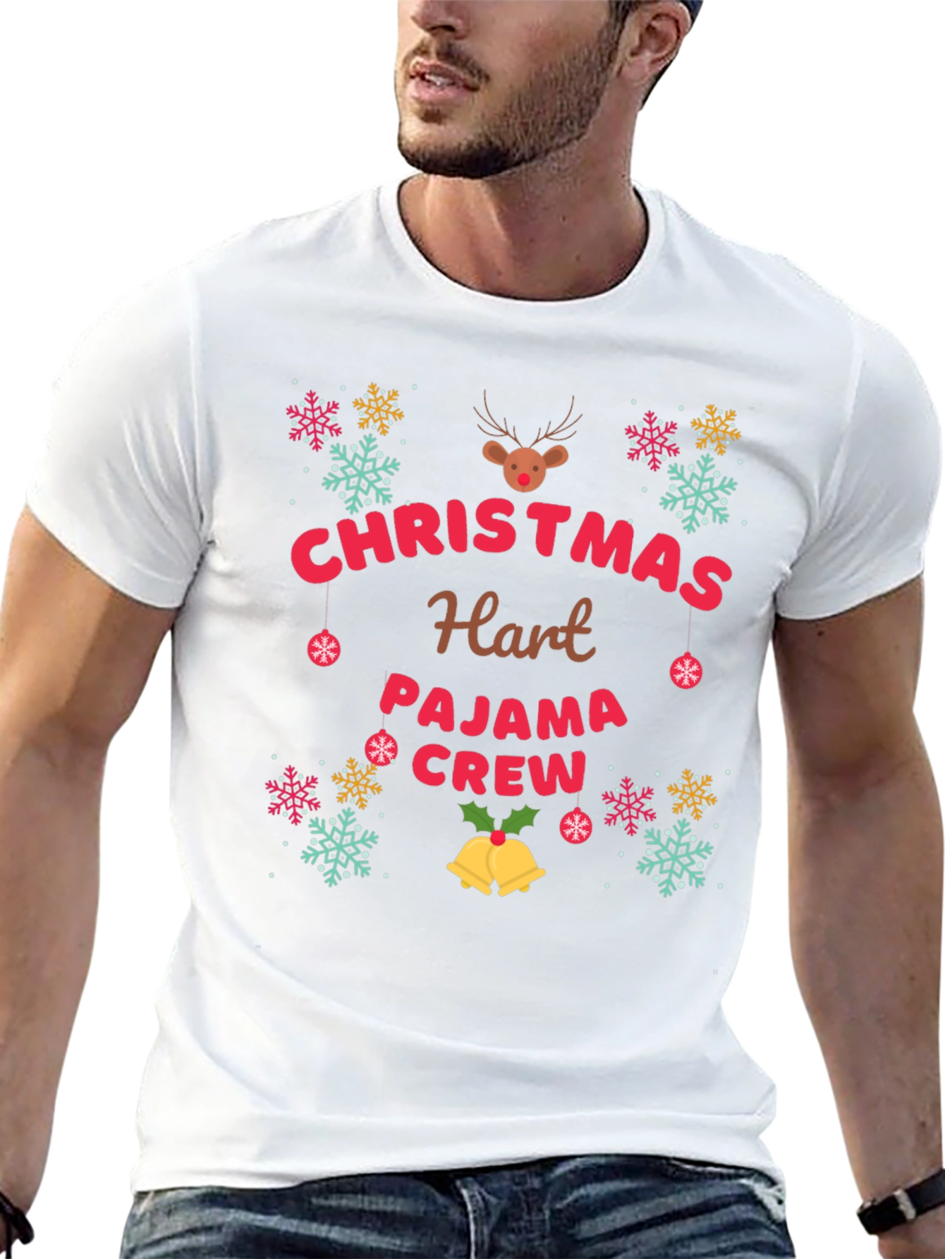 Christmas Hart Pajama Crew T-Shirt