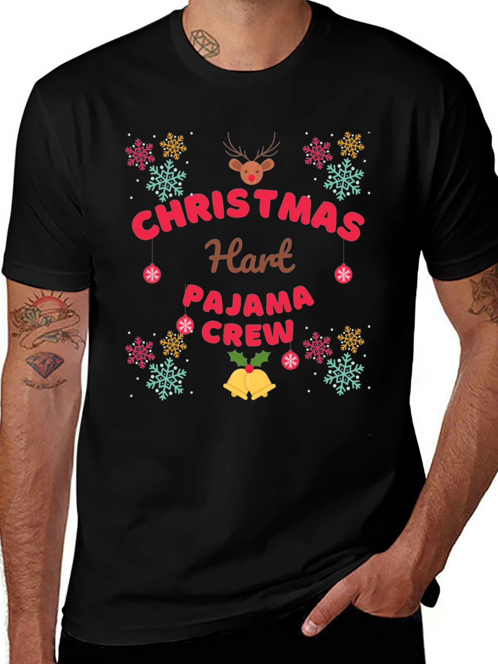 Christmas Hart Pajama Crew T-Shirt