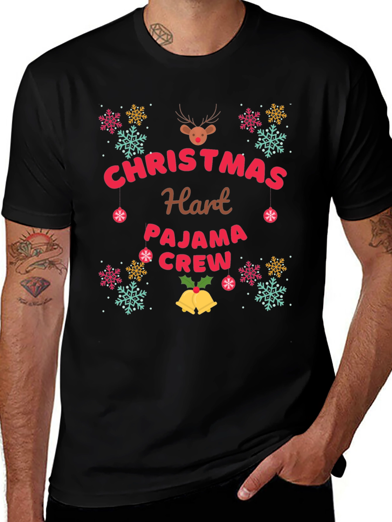 Christmas Hart Pajama Crew T-Shirt