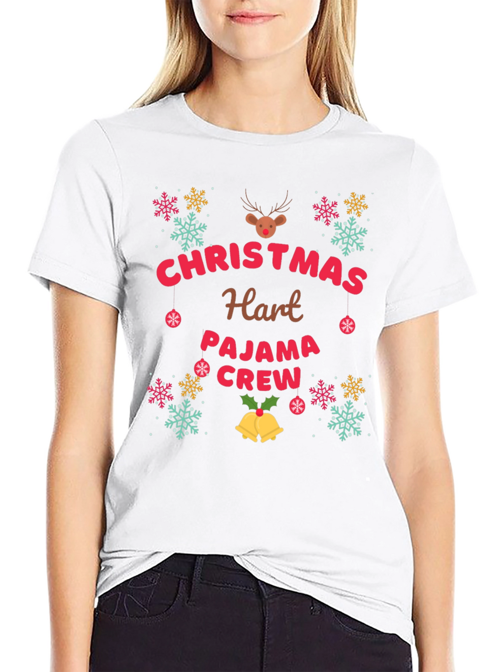 Christmas Hart Pajama Crew T-Shirt