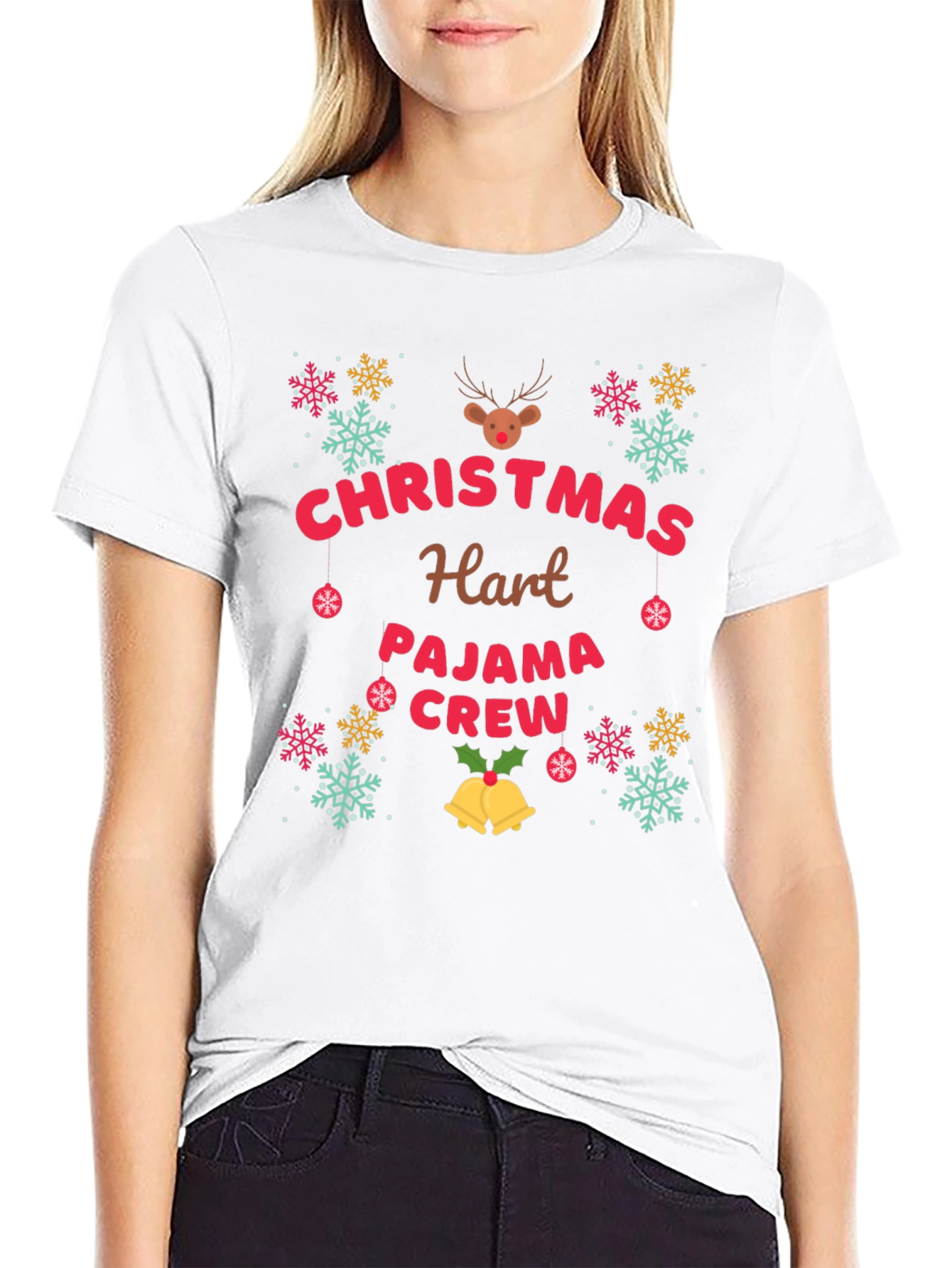 Christmas Hart Pajama Crew T-Shirt