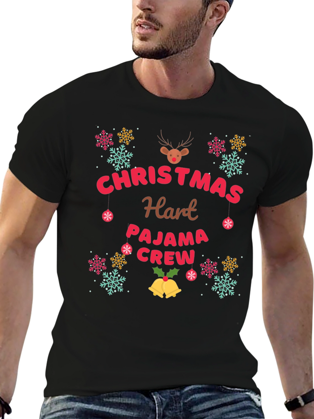 Christmas Hart Pajama Crew T-Shirt