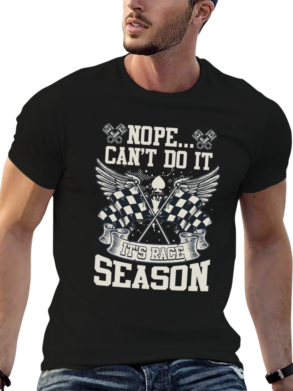 Race Season Black Graphic Tee - Mens