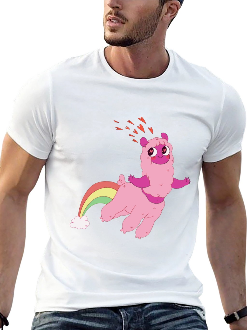 Pink Llama Rainbow T-Shirt