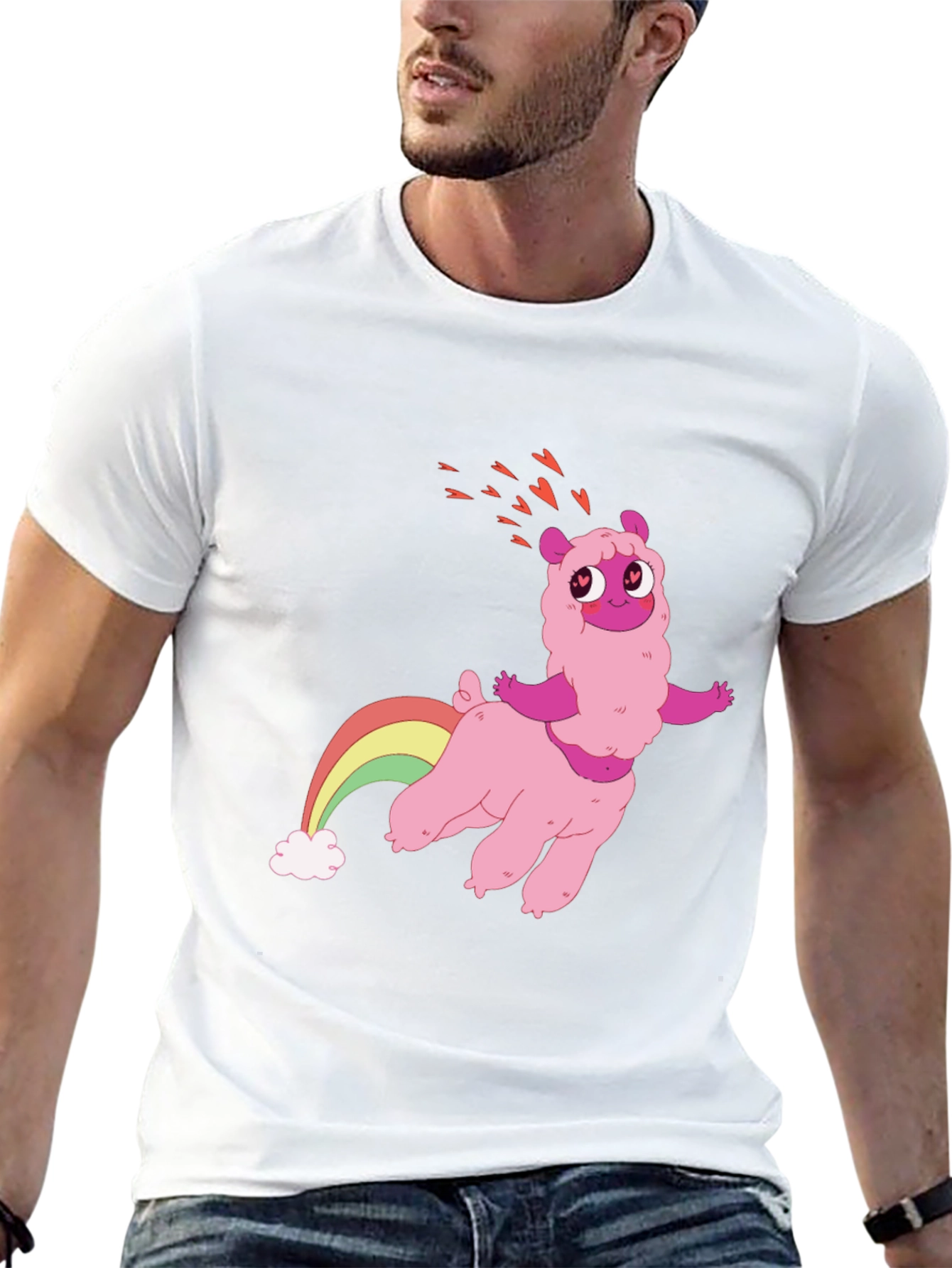 Pink Llama Rainbow T-Shirt