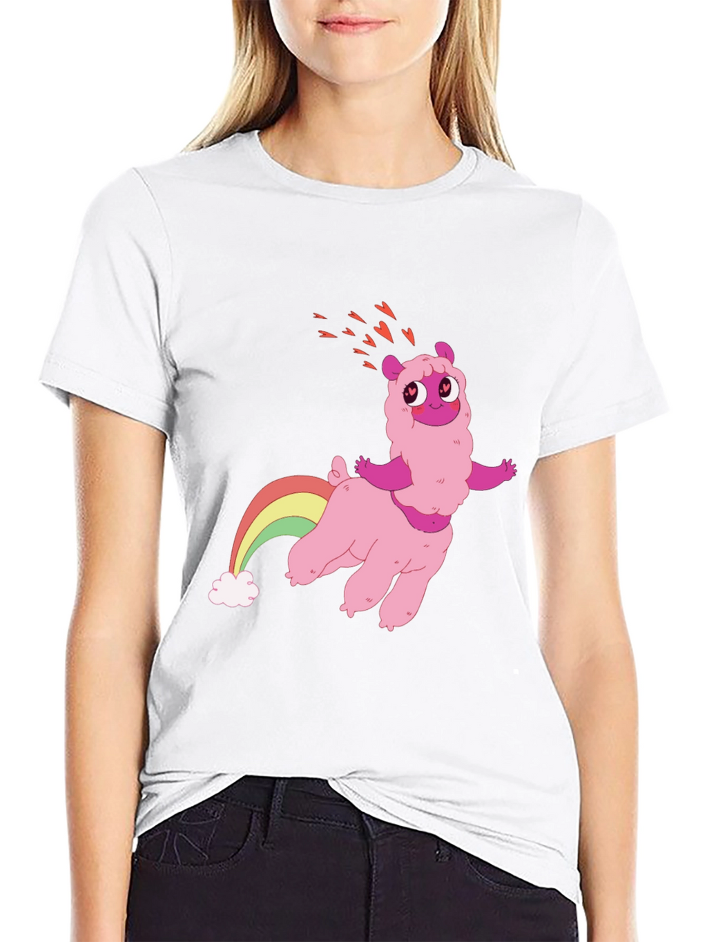 Pink Llama Rainbow T-Shirt