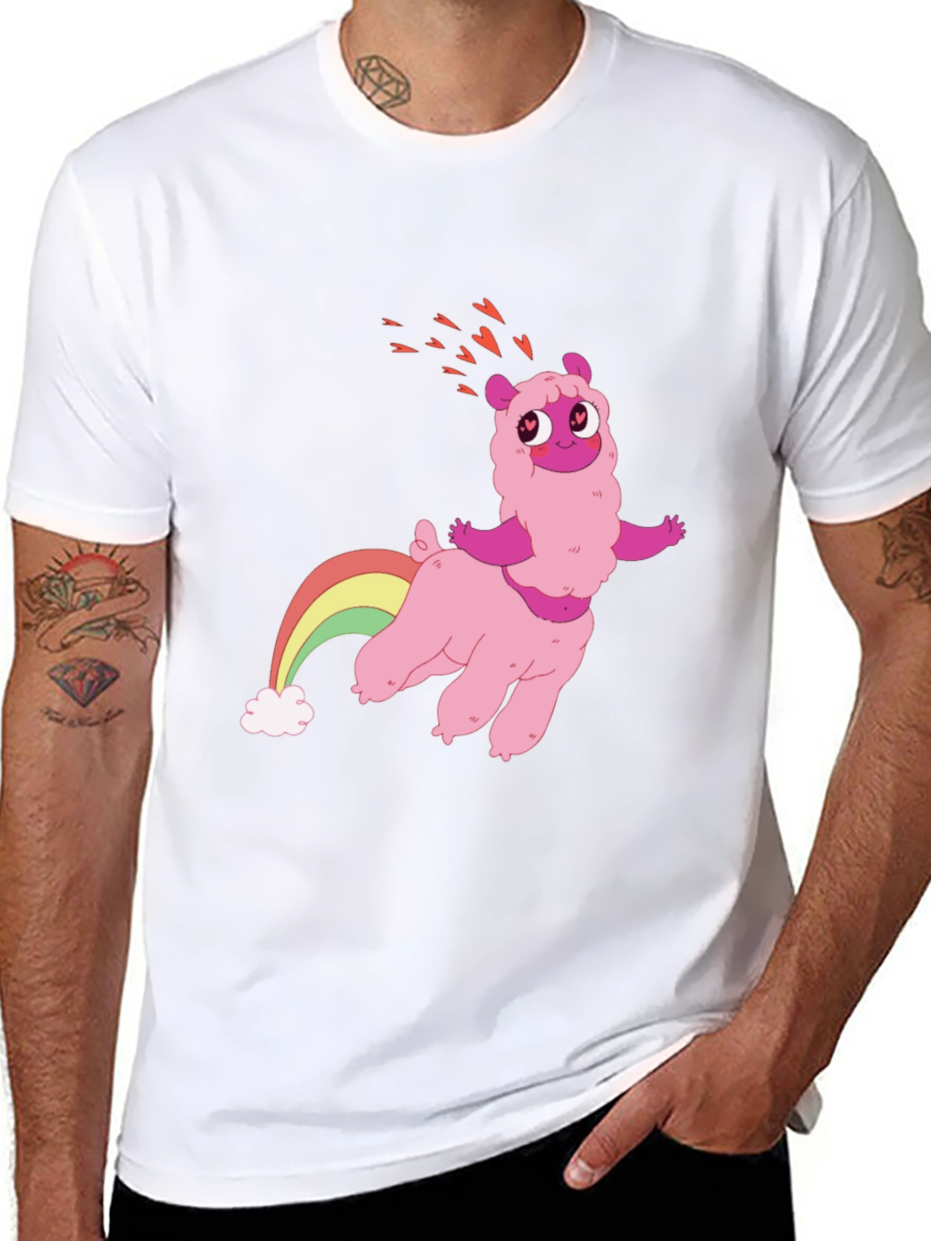 Pink Llama Rainbow T-Shirt