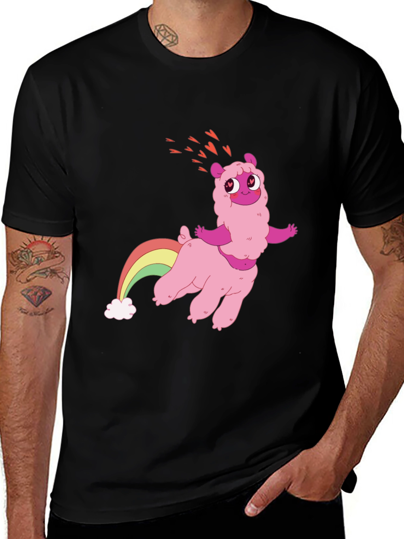 Pink Llama Rainbow T-Shirt