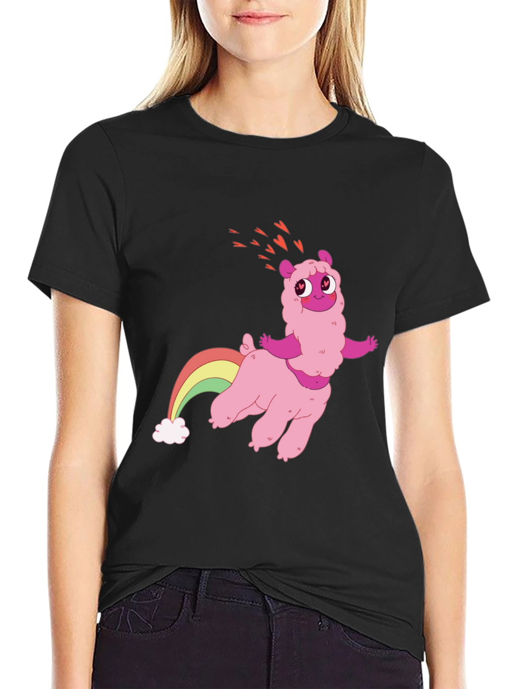 Pink Llama Rainbow T-Shirt