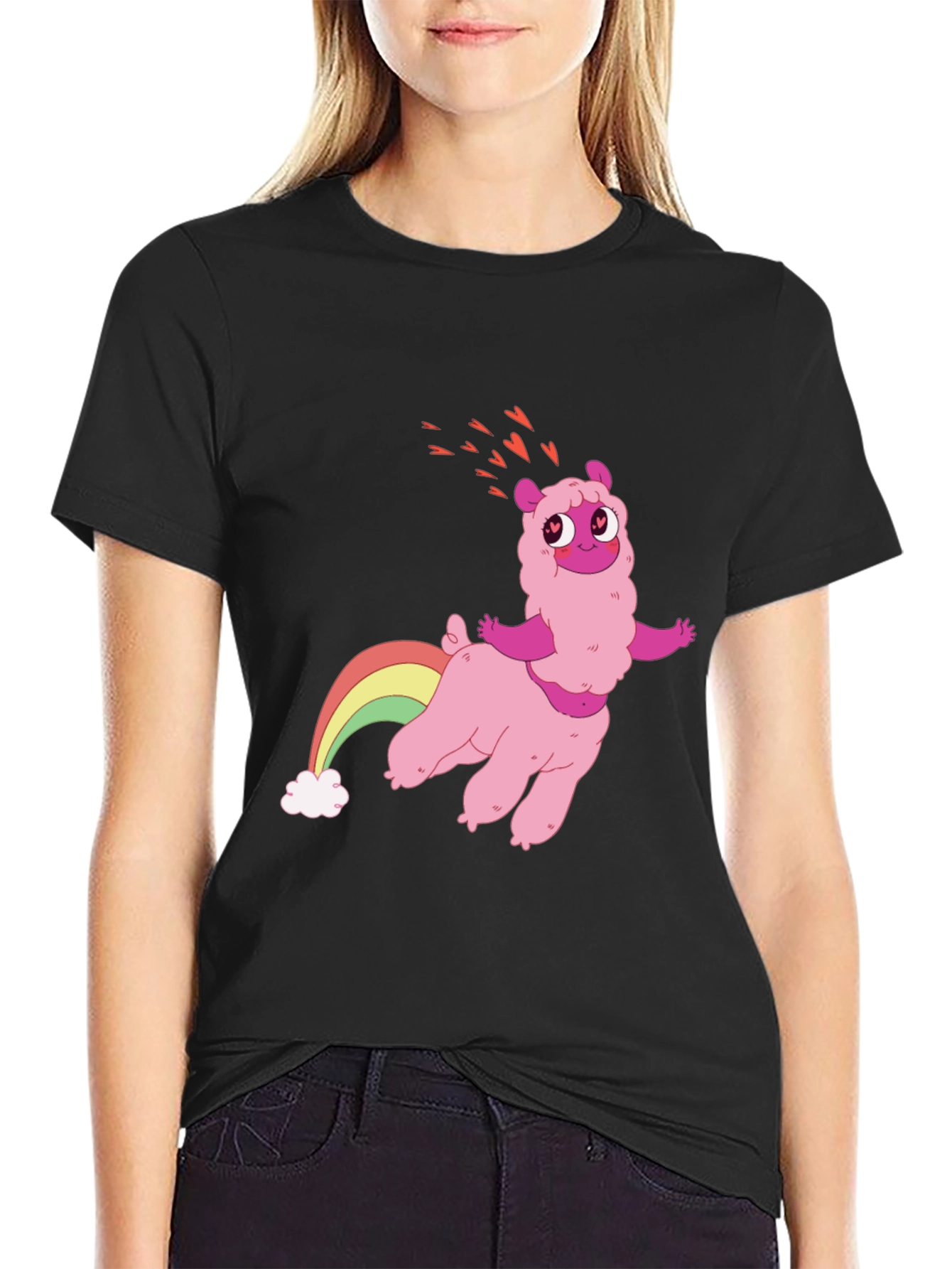 Pink Llama Rainbow T-Shirt